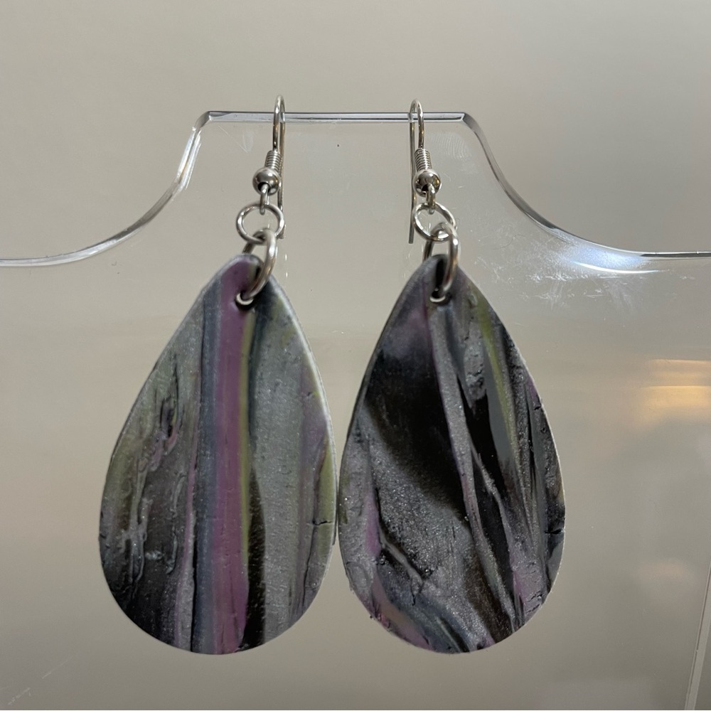 handmade clay teardrop earrings